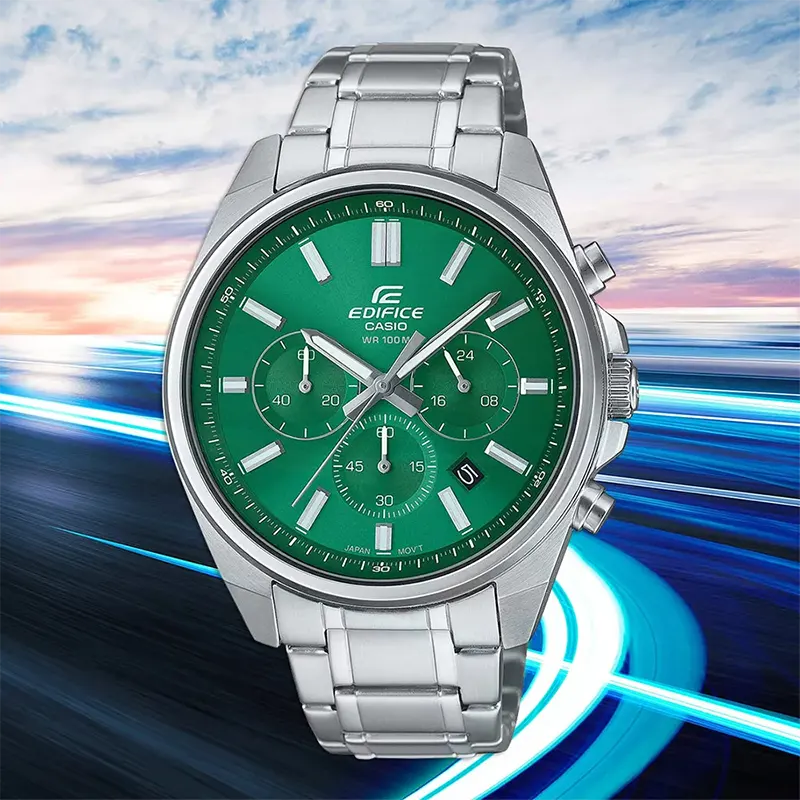 Casio Edifice Standard Chronograph Green Dial Men's Watch- EFV-650D-3AV